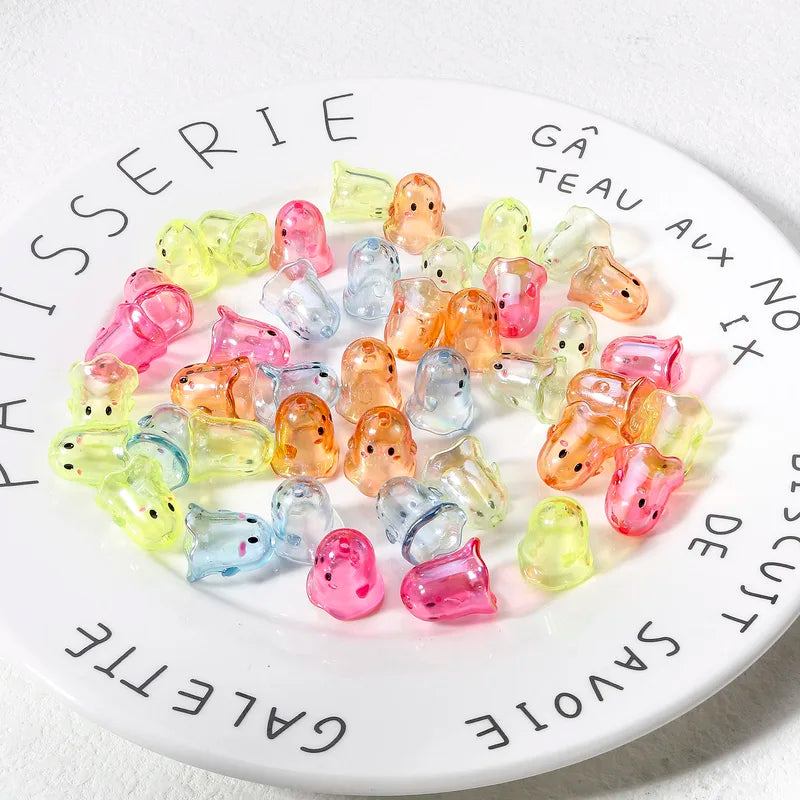 Acrylic Halloween Ghost Beads 5-Pack for DIY Jewelry Making Multicolor 17mm x 15mm