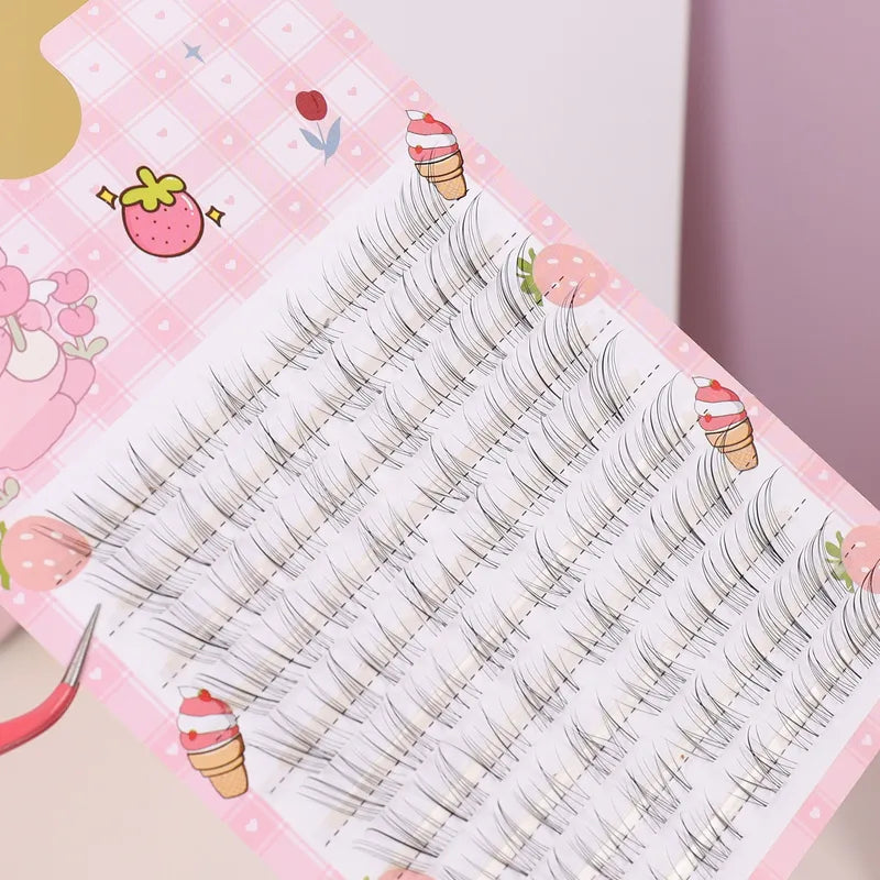 False Eyelash Clusters Set - Clear and Diagonal C Curl 10-14mm DIY Eyelash Extensions