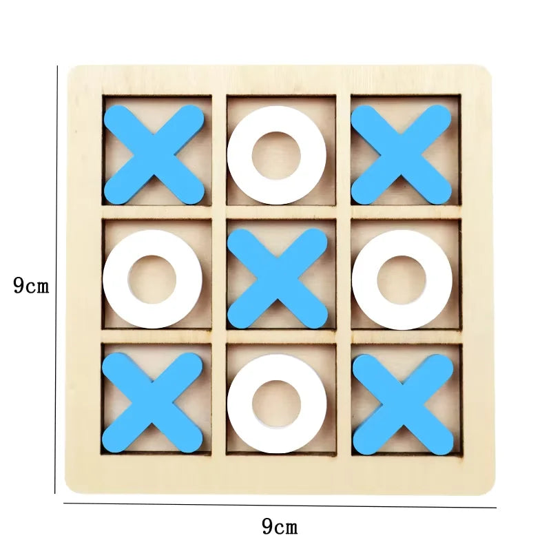 Wooden Montessori Chess & Tic Tac Toe Puzzle Game for Brain Development