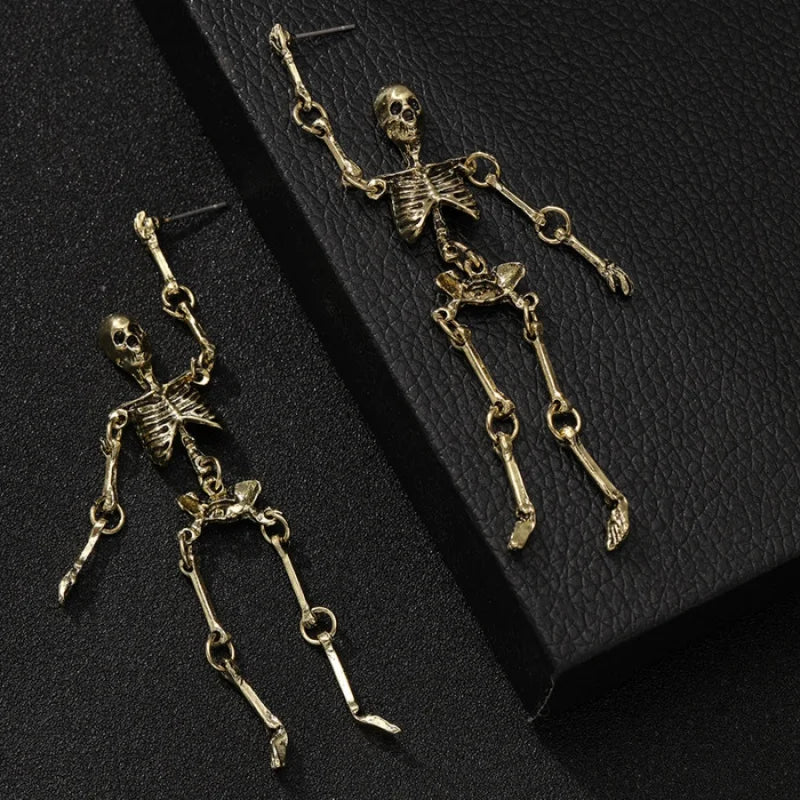 Halloween Skull Earrings Unisex Skeleton Jewelry Party Gift Silver or Gold Color