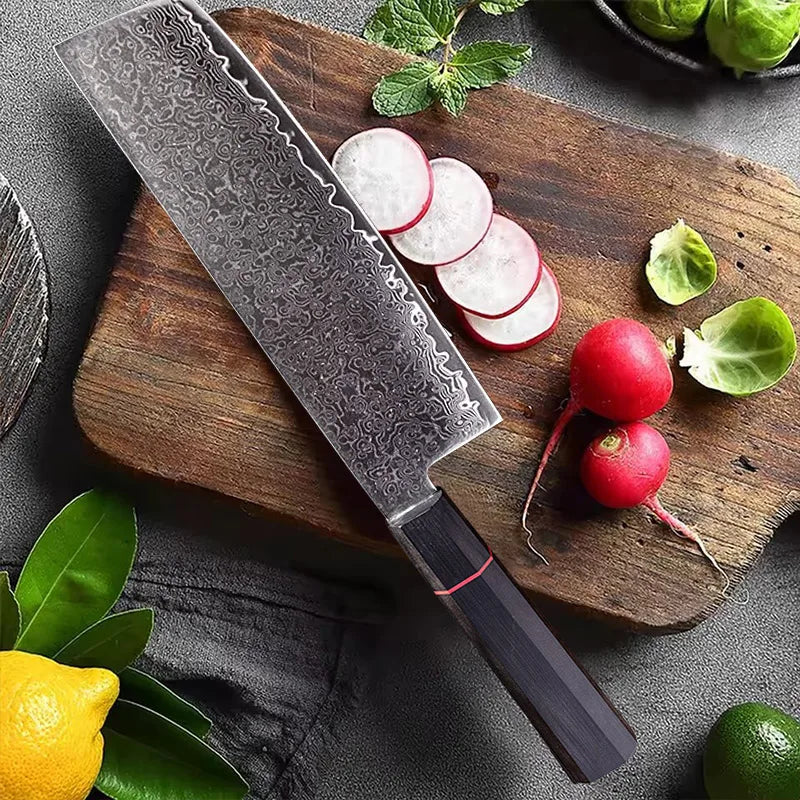 Damascus Steel Chef Knife Set - Professional VG10 Japanese Kitchen Knives for Food Preparation