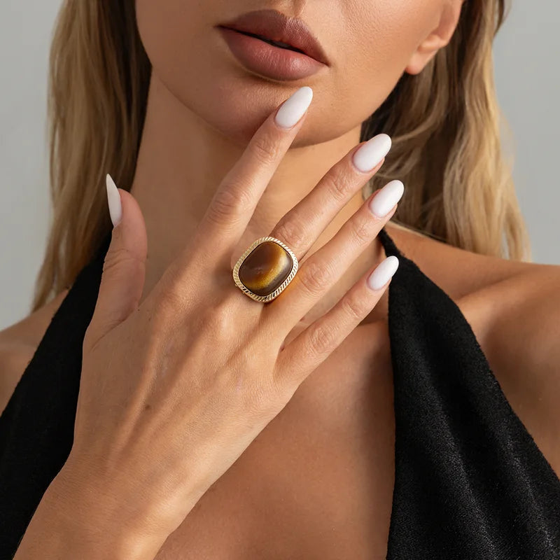 Colorful Geometric Open Rings for Women & Men - Chunky Square Jewelry