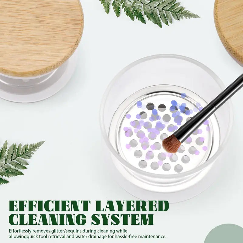 Nail Art Brush Cleaning Cup with Lid, Glass Dappen Dish for Glitter & Liquid Removal