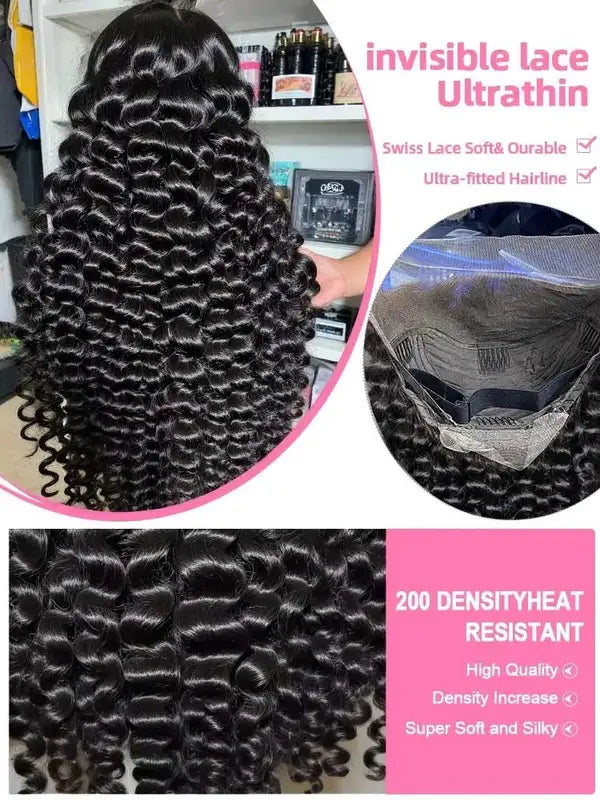 Deep Water Wave Lace Front Wigs for Women - Curly Human Hair, 26-32 Inches