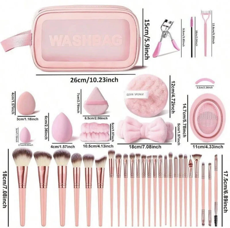 37/65 PCS Makeup Tool Kit with Brushes and Sponges - Full Cosmetic Set for Women