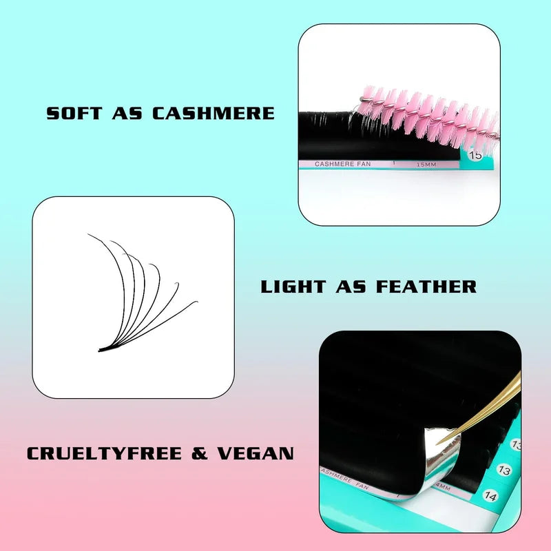 False Eyelash Extensions Premium Blooming Self Fanning Mink Lashes Set