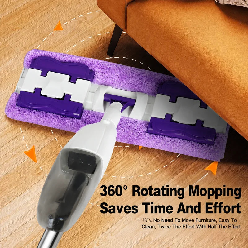 2-in-1 Spray Mop with Microfiber Pads for Floor Cleaning, Wet & Dry Use