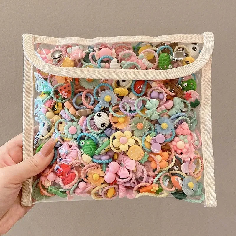 Kids Hair Bands 30pcs Non-Hurting Cartoon Animal Flower Fruit Hair Accessories