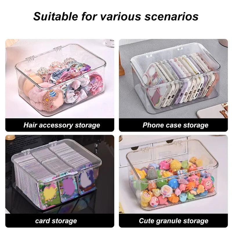 Stackable Plastic Storage Box with Flip Top Lid for Office and Home Organization