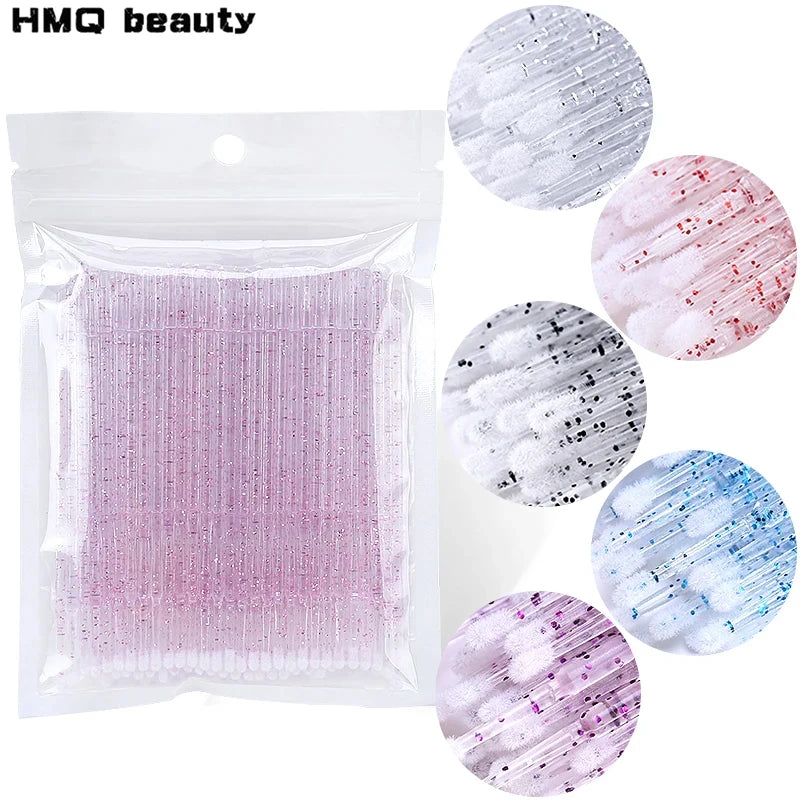 50pcs Disposable Micro Lash Brushes for Eyelash Extension Removal & Makeup Application