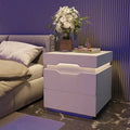 Nightstand With USB Charging Port & LED Lights - Bedside Table with Outlets