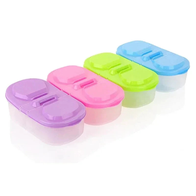 Double Compartment Food Storage Container with Sealed Lid - Plastic Snack Box for Lunch and Snacks
