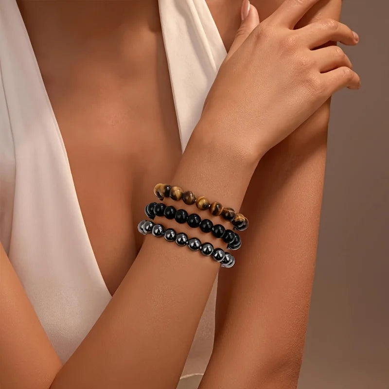 Bohemian Gemstone Bracelet Set for Women Men - Lucky Wealth & Success Beads