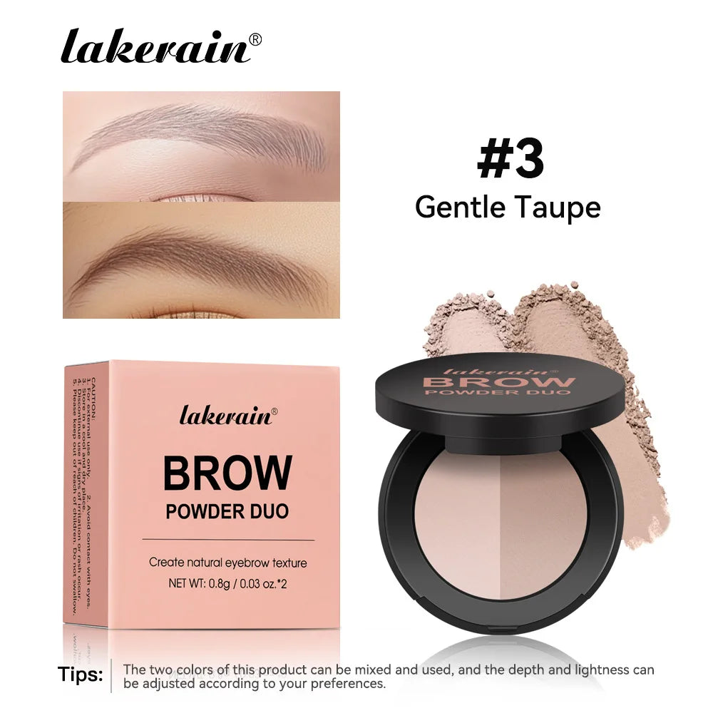 2-Color Waterproof Eyebrow Powder Palette with Mirror - Long Lasting Matte Brown Makeup