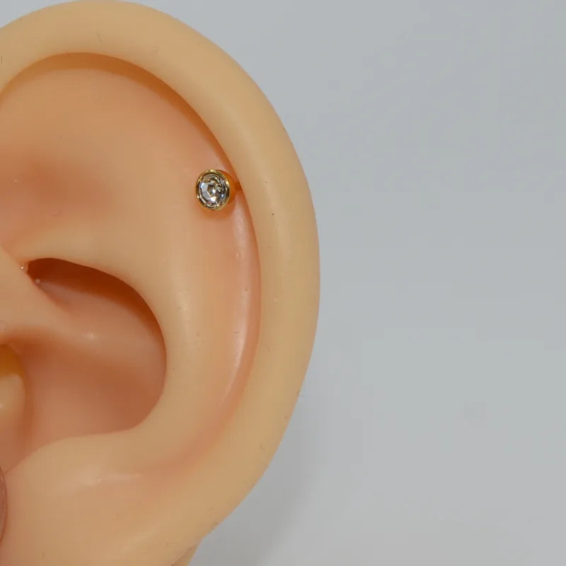 Disposable Surgical Steel Ear Piercing Stud Set with Safe Ball Buckle - Body Jewelry
