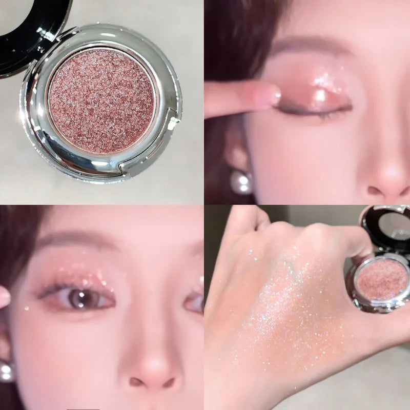 Monochrome Eyeshadow Palette with Glitter & Pearlescent Shimmer - Long Lasting Brighten Makeup