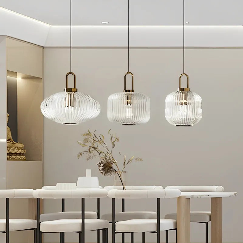 Minimalist Glass Pendant Light for Kitchen & Dining Room - Modern LED Hanging Lamp