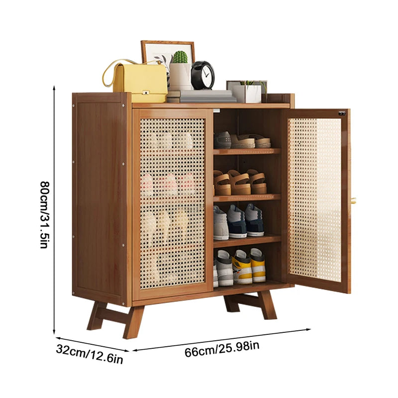 Wooden Shoe Cabinet with Doors, 5 Tiers, Entryway Storage Organizer