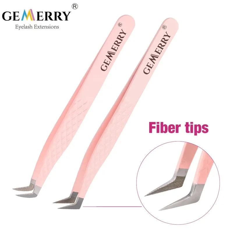 Fiber Tips Eyelash Tweezers - Professional Stainless Steel Makeup Tool