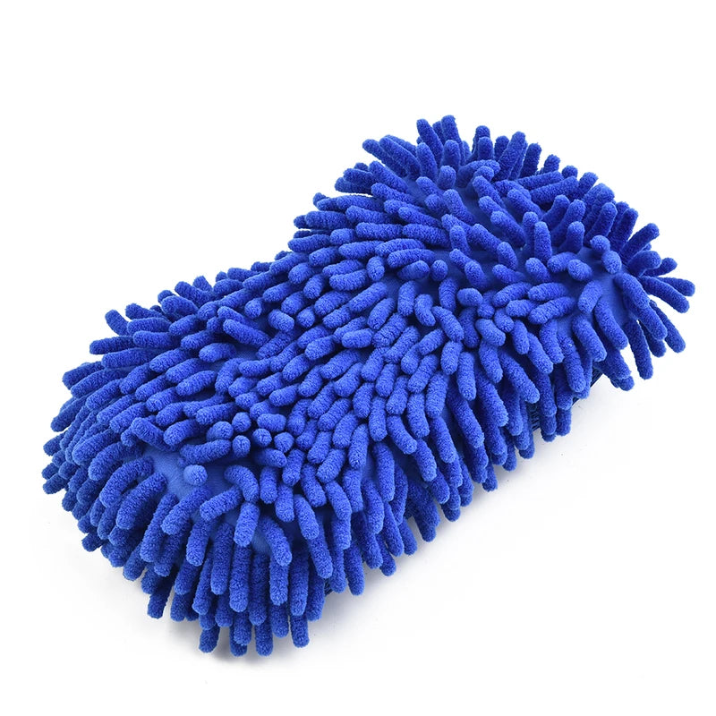 Microfiber Car Wash Glove with Sponge Detailing Brush - Multi-Color