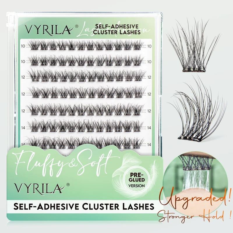 Self Adhesive Fake Eyelashes 10-16mm No Glue Needed Natural Cluster Lashes