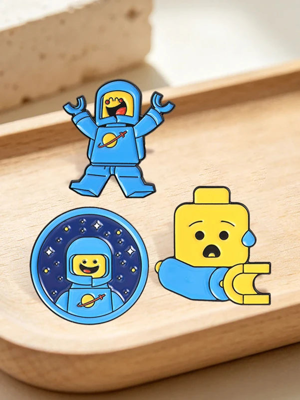 Cartoon Robot Enamel Pins - Fun Brooches for Bags, Clothing, Gifts