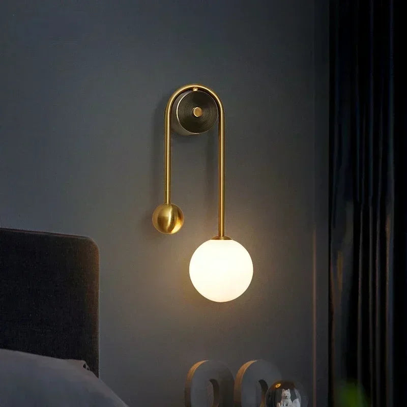 Modern Wall Light Lamp with Glass Ball LED Sconce for Bedroom & Living Room