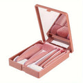 Travel Makeup Brush Set - 5-Piece Portable Cosmetic Tools with Storage