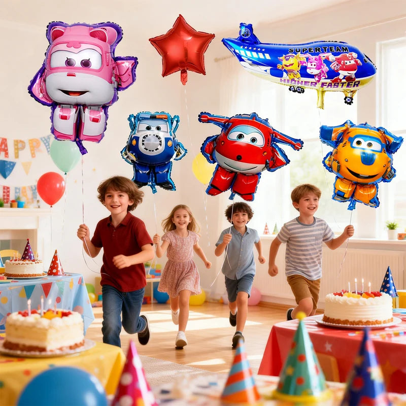 9 Pack Super Wings Foil Balloons Party Decorations for Super Wings Birthday