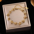 Trendy 316L Stainless Steel Twisted Bracelet Bangles for Women - Gold Plated Waterproof Jewelry Gift