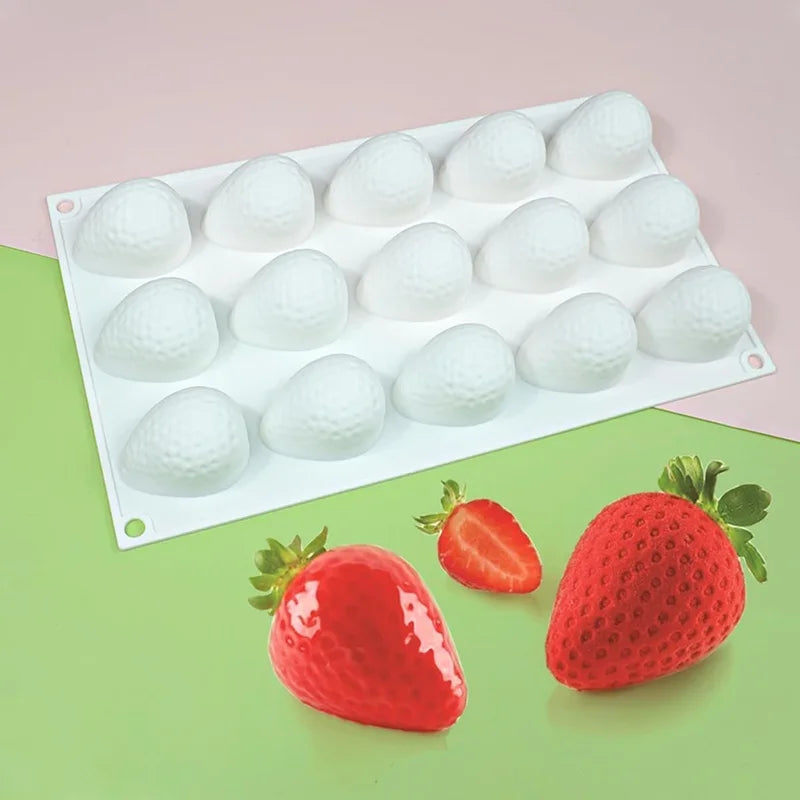 15 Cavity Strawberry Silicone Baking Mold for Cake Chocolate Decoration