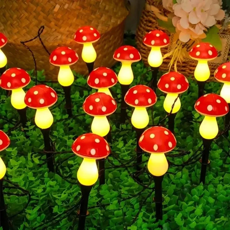 Solar Mushroom Fairy Lights Outdoor Garden Decor Waterproof 8 Modes