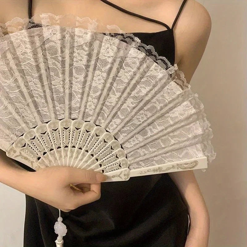 European Style Foldable Hand Fan with Floral Design for Weddings & Events