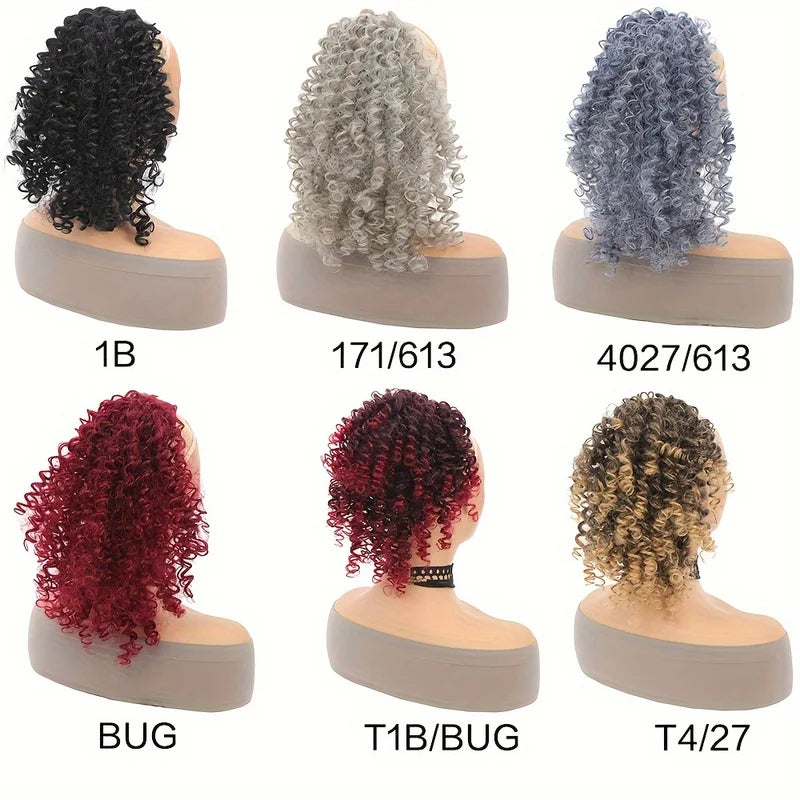 Synthetic Ponytail Hair Extension 14 Inch Afro Puff Curly Drawstring Hairpiece for Women