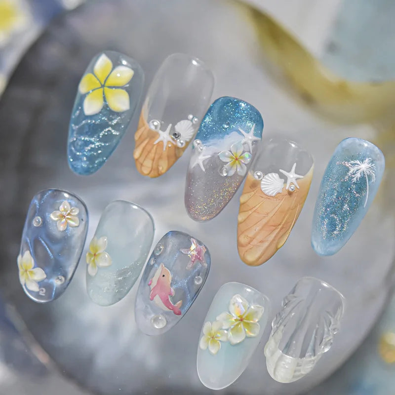Ocean Marine Life Nail Art Stickers 5D Embossed Decals for Nails