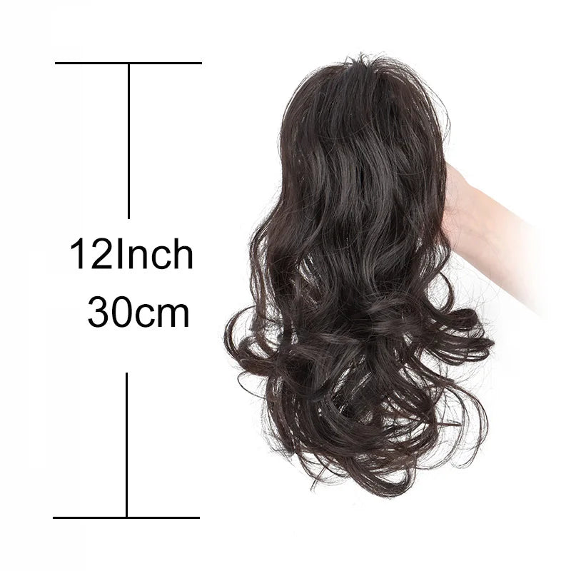 Synthetic Ponytail Claw Clip Extensions - Short Curly Hairpiece for Women