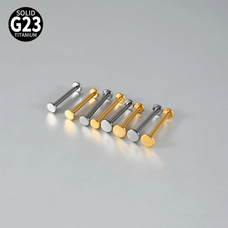 Titanium Labret Piercing Jewelry 14G Flat Internal Thread Tongue Barbell Set