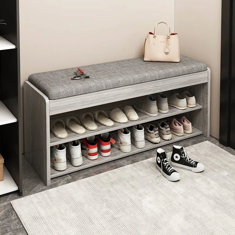 Multi-Color Shoe Change Stool with Integrated Storage for Entryway