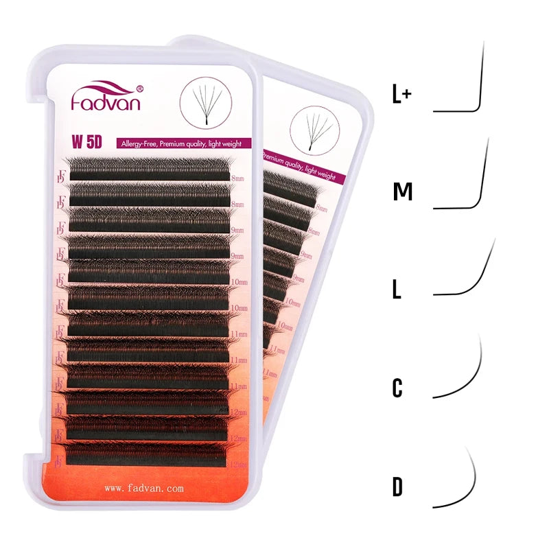 Eyelash Extension W-Shape Fans 0.07mm for Professional Natural Look - 10 Pcs