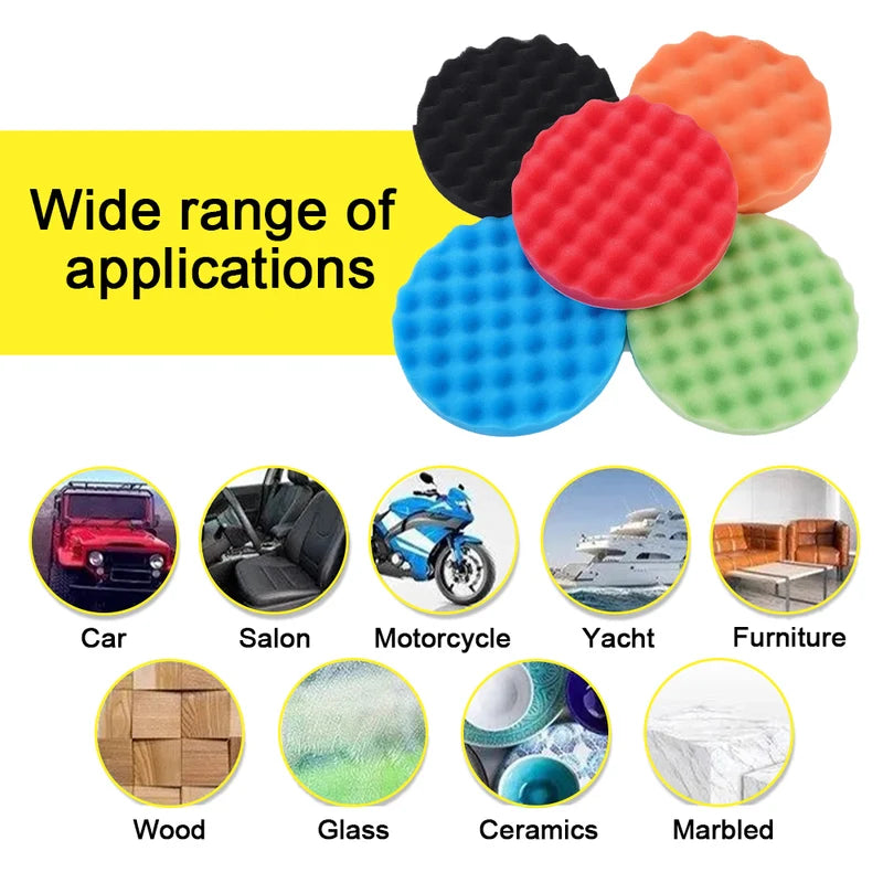 Car Waxing Buffing Pads Set 5 Pcs 150/180mm Polishing Discs for Auto Care