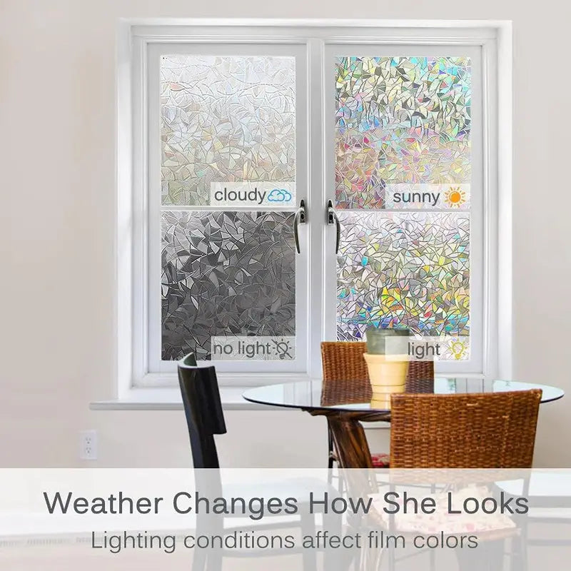 Static Cling Window Privacy Film - Rainbow 3D Decals for Glass Doors & Windows