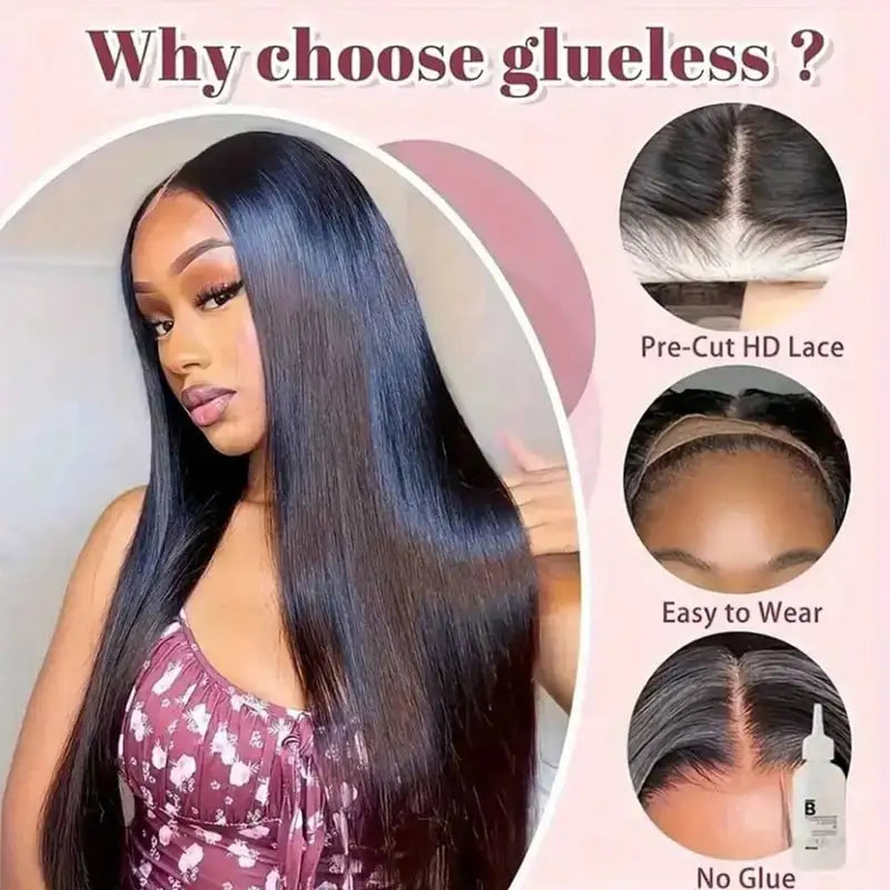 Glueless Lace Front Wig 26-42 Inch Human Hair, Easy Install, No Adhesive, Beginner Friendly