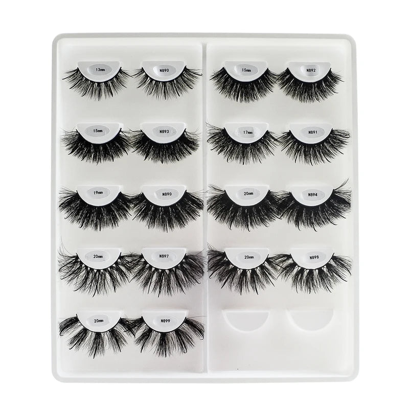 False Eyelash Extensions 10 Pairs Fluffy Wispy Faux Mink Spiked Lashes Wholesale