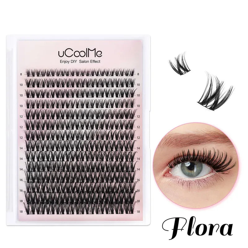 Natural D Curl False Eyelash Clusters - Handmade 8-18mm Wispy Lashes for DIY Extension