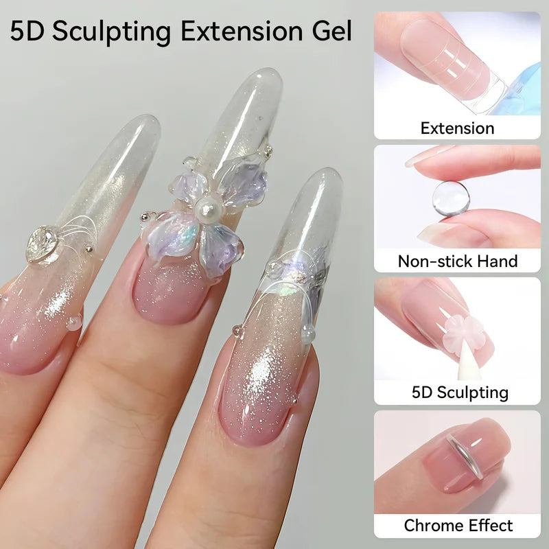 3D Nail Gel Hard Long-Lasting Overlay for Nail Art and 3D Bow Shapes