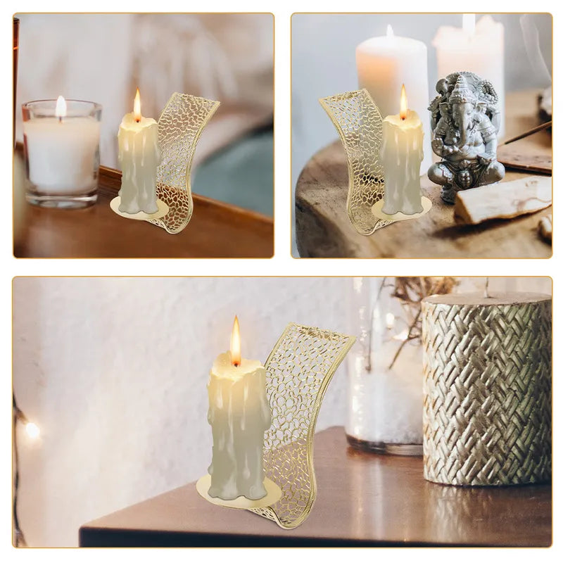Set of 4 Metal Wall Candle Holders for Living Room & Home Decor