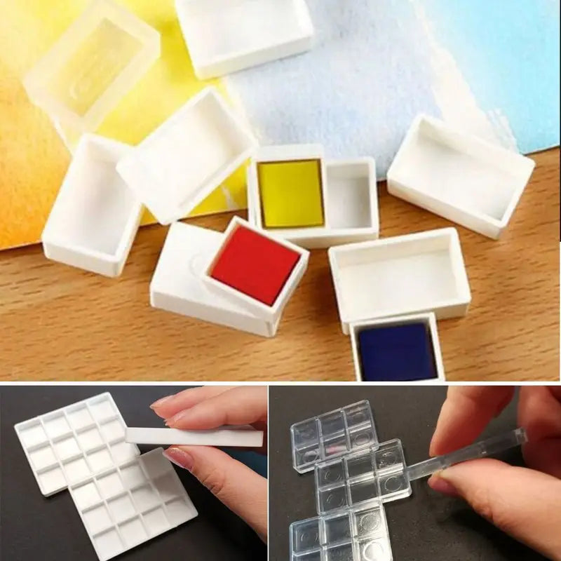Mini Plastic Paint Palettes Set - Reusable Watercolor & Oil Painting Pans