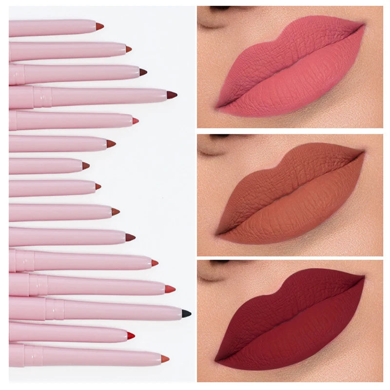 15 Colors Custom Lip Liner Set Bulk Vegan Waterproof Multi-Functional Makeup