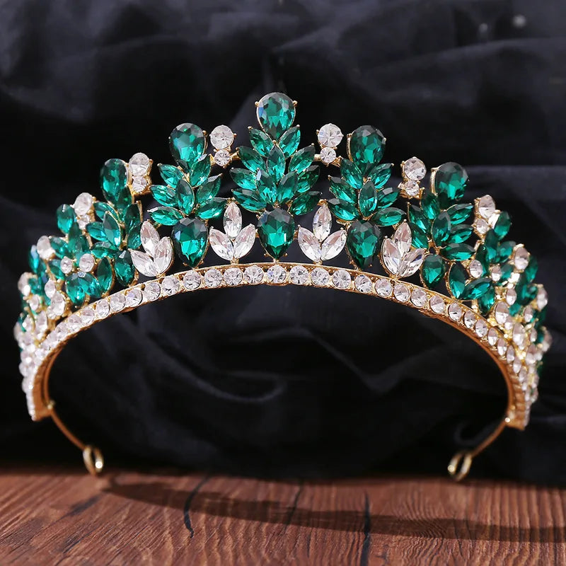 Luxury Queen Crystal Tiara with Flower Design Bridal Wedding Hair Accessory