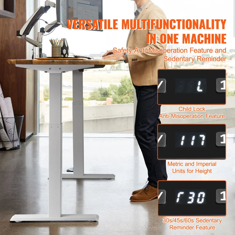 Electric Standing Desk Frame - Adjustable Height Ergonomic Workstation Base for Home Office